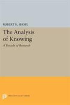 Paperback The Analysis of Knowing: A Decade of Research Book