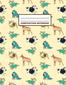 Paperback Composition Notebook: Dogs Pattern Cover Design - College Ruled - 120 Blank Lined Pages - 8.5" X 11" - Matte Finished Soft Cover Book