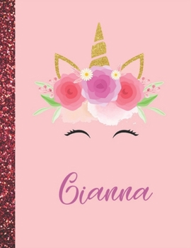 Gianna: Gianna Marble Size Unicorn SketchBook Personalized White Paper for Girls and Kids to Drawing and Sketching Doodle Taking Note Size 8.5 x 11