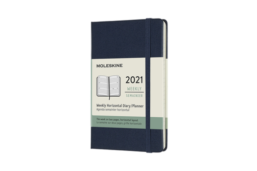 Calendar Moleskine 2021 Weekly Horizontal Planner, 12m, Pocket, Sapphire Blue, Hard Cover (3.5 X 5.5) Book