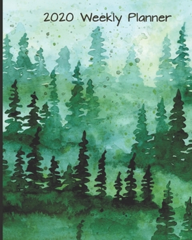 Paperback 2020 Weekly Planner: A Green Forest Monthly and Yearly Calendar Book