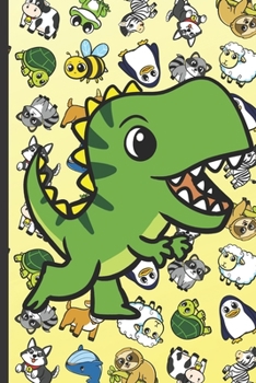 Home Improvement Maintenance and Repair Journal: Dinosaur Cartoon on Cover with Zebras Whales Dogs Frogs Cows Sloths Penguins Raccoons Sheep Goats and Turtles on Yellow Background.