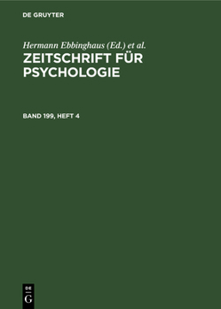 Hardcover Zeitschrift Für Psychologie. Band 199, Heft 4 [German] Book