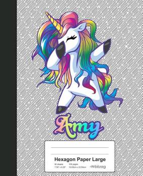 Paperback Hexagon Paper Large: AMY Unicorn Rainbow Notebook Book