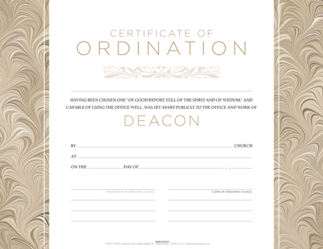 Loose Leaf Certificate of Ordination for Deacon - Flat Opaque (Package of 6) Book
