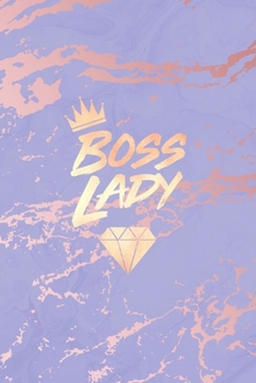 Boss Lady: Inspirational Quote Bullet Journal, Trendy Purple Marble and Rose Gold | 6 x 9, 120 Dot Grid Pages