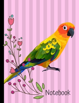 Paperback Notebook: Sun Conure Bird Pink School Composition Notebook 100 Pages Wide Ruled Lined Paper Book