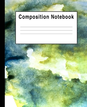 Paperback Composition Notebook: Blue & Green Watercolor Splats Art Book
