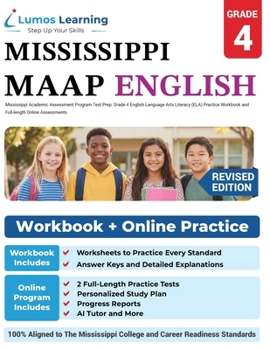 Paperback Grade 4 English Language Arts Literacy (ELA) Practice Workbook and Full-length Online Assessments: MAAP Study Guide Book