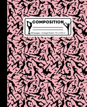 Composition: College Ruled Writing Notebook, Rose Pink Figure Ice Skating Pattern Marbled Blank Lined Book