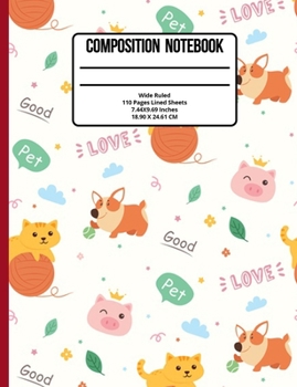 Paperback Composition Notebook Wide Ruled: Dog 110 Pages Book