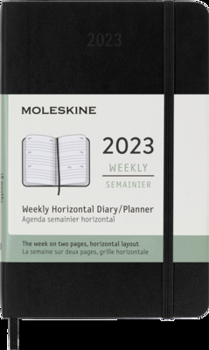 Calendar Moleskine 2023 Weekly Horizontal Planner, 12m, Pocket, Black, Soft Cover (3.5 X 5.5) Book