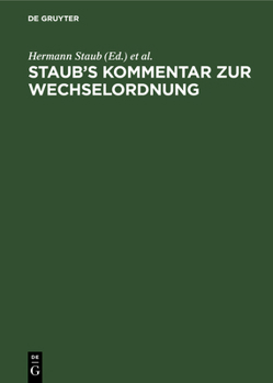Hardcover Staub's Kommentar Zur Wechselordnung [German] Book