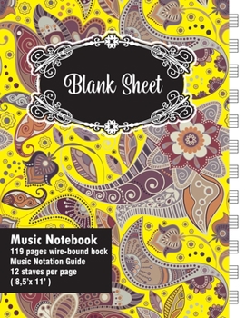 Paperback Music Notebook - Wide Staff: Music Manuscript Paper / Staff Paper / Musicians Notebook [ Book Bound (Perfect Binding) * 12 Stave * 120 pages * Larg Book