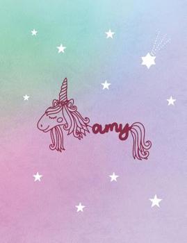 Paperback Amy: Unicorn Name Personalized Notebook Book