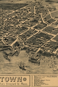 1866 Map of Edgartown, Martha's Vineyard, Massachusetts - a Poetose Notebook / Journal / Diary (50 Pages/25 Sheets)