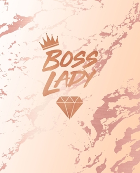 Boss Lady: Inspirational Quote Notebook, Classic Pink Marble and Rose Gold | 7.5 x 9.25, 120 College Ruled Pages
