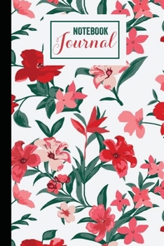 Red and green Floral Fantasy Notebook Journal: Floral College Ruled Composition Book