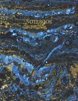 Notebook: Pretty Blue Marble With Gold Lettering A4 Size College Ruled Blank Lined Cute Writing Notes, Diary, Journal  For Girls, Teens, Kids & School Students.