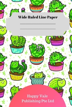 Paperback Cute Cactus Theme Wide Ruled Line Paper Book