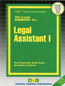Spiral-bound Legal Assistant I: Passbooks Study Guide Book