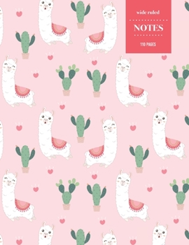 Wide Ruled Notes 110 Pages: Cactus Notebook for Kids, Teens and Students | Succulent Llama Pattern
