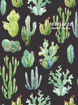 2021-2022 Monthly Planner : Large Two Year Planner with Beautiful Cactus Cover (Hardcover)