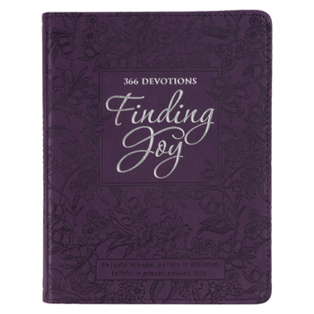 Leather Bound Finding Joy - 366 Devotions, Purple Floral Faux Leather Devotional for Women Book