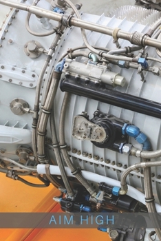 Airplane Orange Fighter Jet Engine Aim High Collection Travel Lined Journal, Volume 14,  College Ruled Notebook, Softcover Writing Notepad Gift, 120 Pages