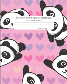 Paperback Primary Composition Notebook: PEEKING PANDA! Handwriting Practice Dotted Midline Notebook with Picture Space - Grade K-2 - 100 Lined Story Pages - S Book