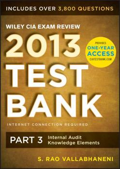 CD-ROM Wiley CIA Exam Review 2013 Online Test Bank 1-Year Access: Part 3, Internal Audit Knowledge Elements Book