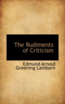 Paperback The Rudiments of Criticism Book