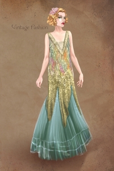 Vintage Fashion: Writing Notebook, Diary, 1920 flapper fashion illustration, roaring twenties journal with lined pages