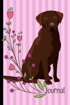 Paperback Journal: Chocolate Labrador Retriever Dog Pink Journal Lined Blank Paper Diary Book