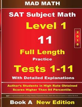 Paperback 2018 SAT Subject Level 1 Book A Tests 1-11 Book