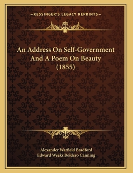 Paperback An Address On Self-Government And A Poem On Beauty (1855) Book