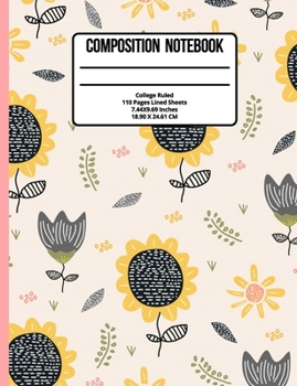 Paperback Composition Notebook College Ruled: Flower 100 Pages Book