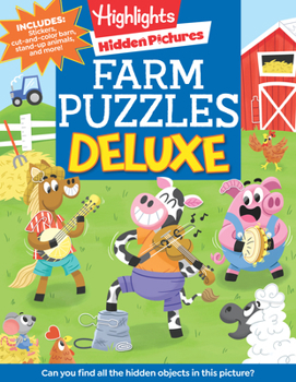 Paperback Farm Puzzles Deluxe: Farm Puzzle Book for Kids Featuring Cows, Chickens & More with Over 1,200 Objects to Seek and Find for Kids 6 and Up Book