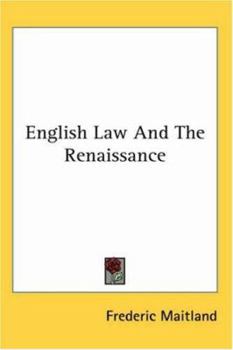 Paperback English Law And The Renaissance Book