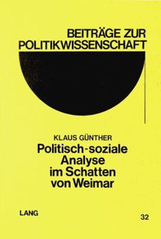 Paperback Politisch-Soziale Analyse Im Schatten Von Weimar [German] Book