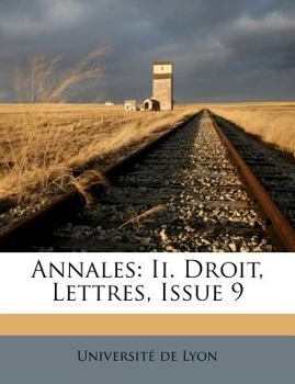 Paperback Annales: II. Droit, Lettres, Issue 9 [French] Book