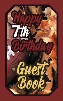 Paperback Happy 7th Birthday Guest Book: 7 Seventh Seven American Football Celebration Rugby Message Logbook for Visitors Family and Friends to Write in Commen Book