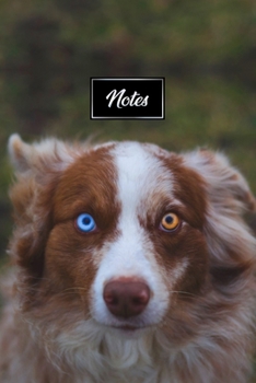 Australian Shepherd Dog Pup Puppy Doggie Notebook Bullet Journal Diary Composition Book Notepad - Different Coloured Eyes: Cute Animal Pet Owner ... Plain Blank Paper Pages in 6” x 9” Inch