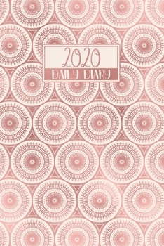 Paperback 2020 Daily Diary: A5 Day on a Page to View Full DO1P Planner Lined Writing Journal - Rose Gold Doodle Circles Pattern Book