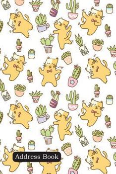 Paperback Address Book: Include Alphabetical Index with Dancing Cats with Cactus Seamless Pattern Cover Book