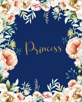 Paperback Princess Dotted Journal: Personalized Custom Customized Name Grid Bullet Journal Notes Diary Creative Journaling Blue Flowers Gold Keepsake For Book