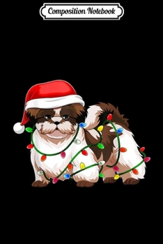 Paperback Composition Notebook: Shih Tzu Christmas Santa Hat Gift Lights Decor Gift Journal/Notebook Blank Lined Ruled 6x9 100 Pages Book