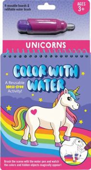 Hardcover-spiral Color With Water - Unicorns (includes mess free water pen) Book