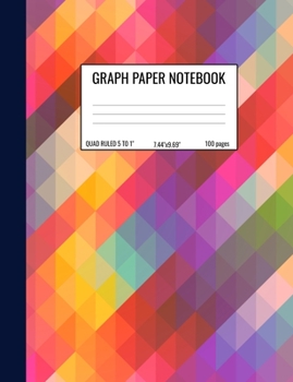 Paperback Graph Paper Notebook: Quad Ruled 5 Squares Per Inch Notebook for Students, Math and Science Composition Notebook - Rainbow Colorful Abstract Book