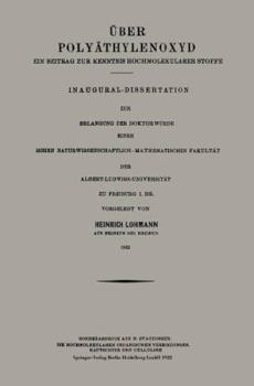 Paperback Über Polyäthylenoxyd: Ein Beitrag Zur Kenntnis Hochmolekularer Stoffe [German] Book